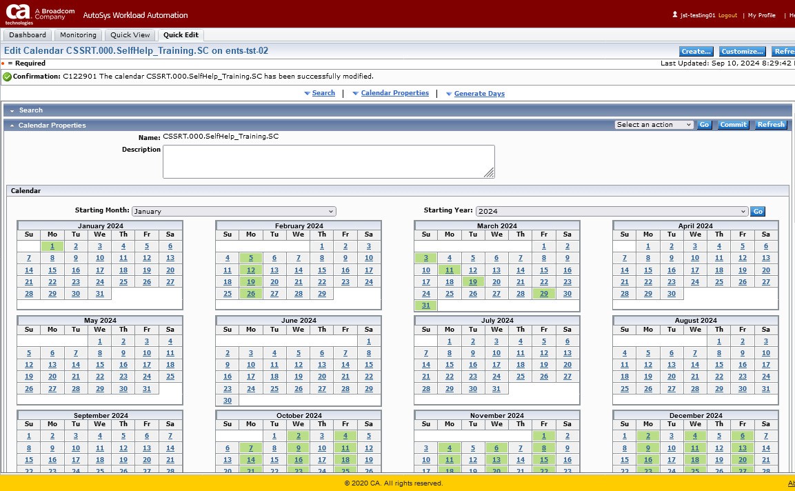 Autosys Calendar